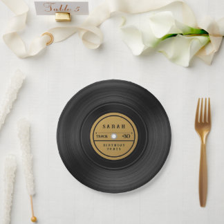 Retro Vinyl Record Birthday Paper Plate