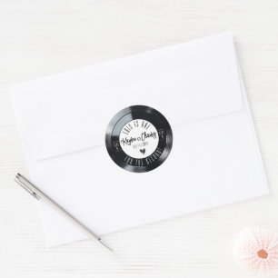 Retro Vinyl Record Black and White Music Wedding Classic Round Sticker