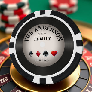 Retro Vinyl Record Casino Family Wedding Poker Chips