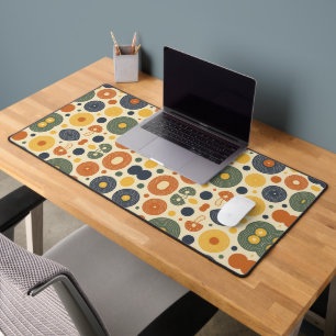 Retro Vinyl Record Dots - 70s Music Nostalgia Desk Mat