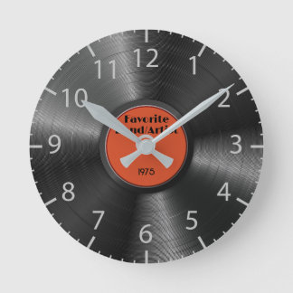 Retro Vinyl Record Favourite Band Musician Music Round Clock