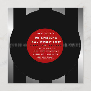 Retro Vinyl Record l Modern Birthday Party Invites