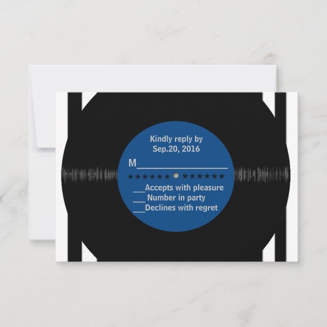 Retro Vinyl Record l Modern RSVP Card (Front)
