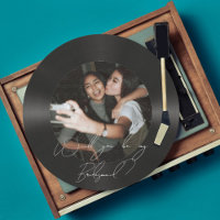Retro vinyl record maid of honour proposal photo