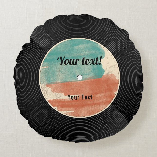 Retro Vinyl Record Music Album Round Cushion (Front)