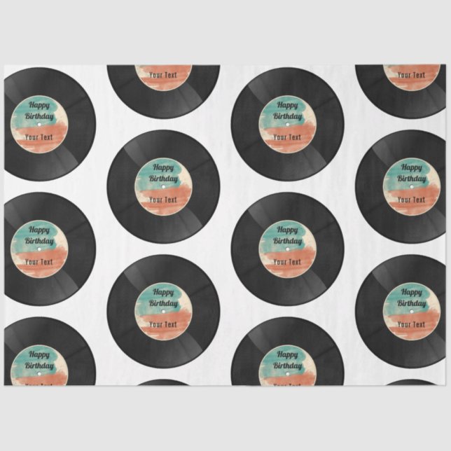 Retro Vinyl Record Music Birthday Party   Tissue Paper (Front)