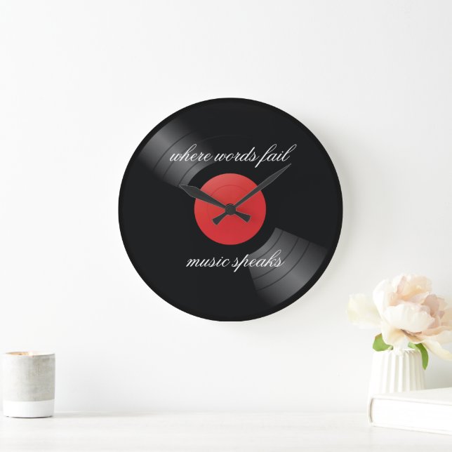 Retro Vinyl Record Music Theme Large Clock (Home)