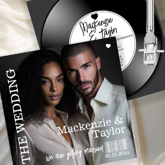 Retro Vinyl Record Photo Cover Wedding Invitation