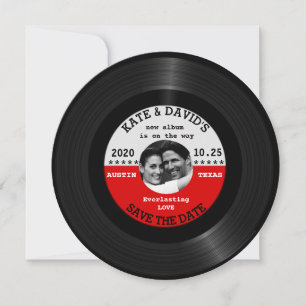 Retro Vinyl Record Photo Save The Date Template