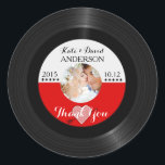 Retro Vinyl Record Photo Wedding Favour Thank You Classic Round Sticker<br><div class="desc">For your wedding-related event/favours needs. All the default text can be fully customised with your own wordings,  and you can also change the fonts,  sizes,  & colours of the text. Sample image is for you to replace with your favourite photo.</div>