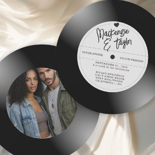 Retro Vinyl Record Photo Wedding Invitation