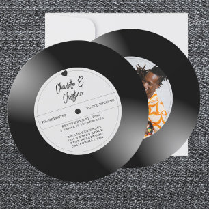 Retro Vinyl Record Photo Wedding Invitation