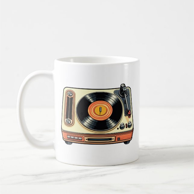 Retro Vinyl Record Player Coffee Mug (Left)