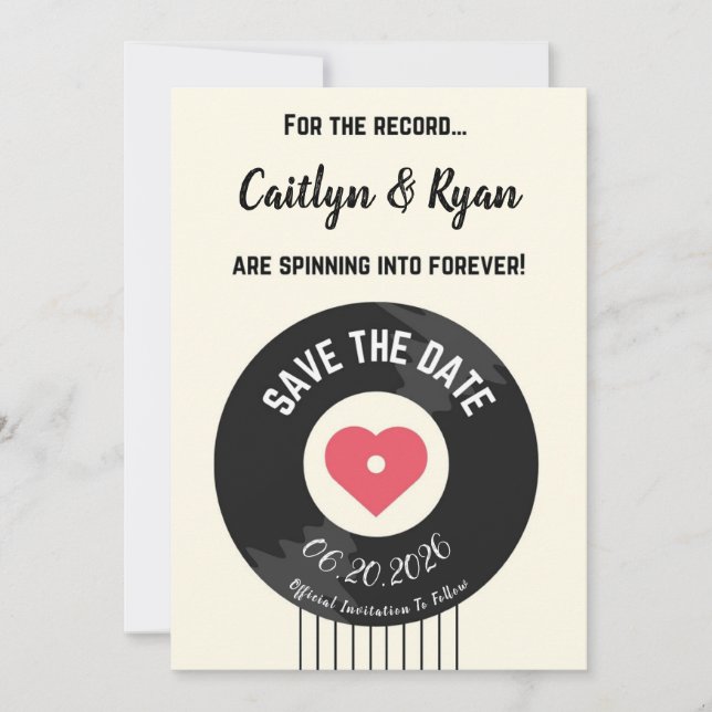 Retro Vinyl Record Save the Date – Music Lover (Front)