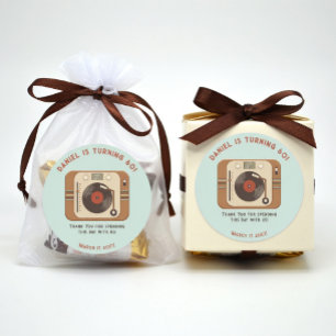 Retro Vinyl Record Thank You Round Stickers