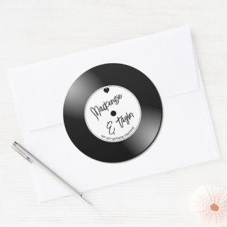 Retro Vinyl Record Wedding Classic Round Sticker