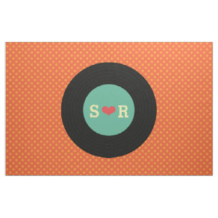 Retro Vinyl Record Wedding Flag Fabric