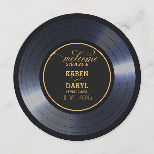Retro Vinyl Record | Wedding Place Cards | Menu  (Front)