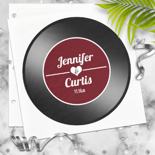Retro Vinyl Record Wine Red Wedding Napkins