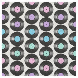 Retro Vinyl Records Colourful Pattern Design Fabric