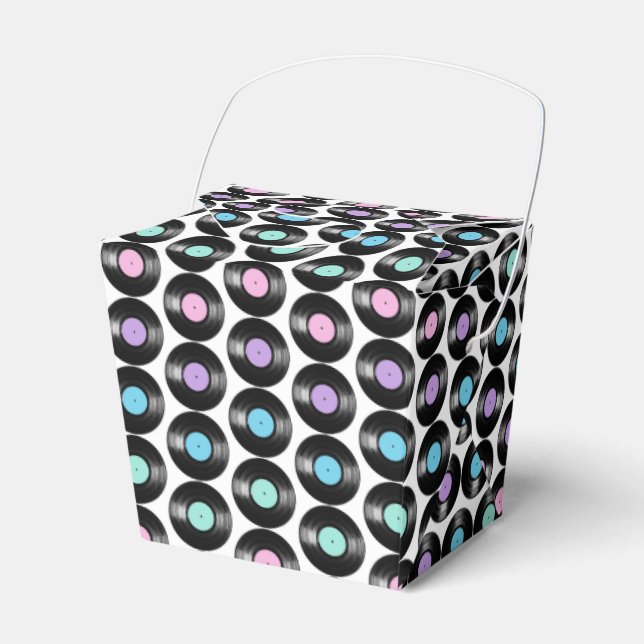 Retro Vinyl Records Colourful Pattern Design Favour Box (Front Side)
