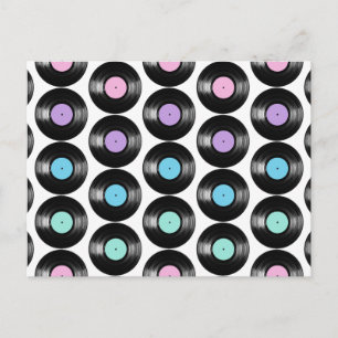 Retro Vinyl Records Colourful Pattern Design Postcard