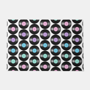 Retro Vinyl Records Colourful Pattern Doormat