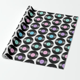 Retro Vinyl Records Colourful Pattern Wrapping Paper
