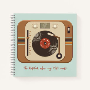Retro Vinyl Turntable Spiral Notebook 