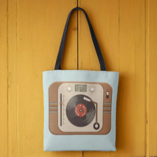 Retro Vinyl Turntable Tote Bag