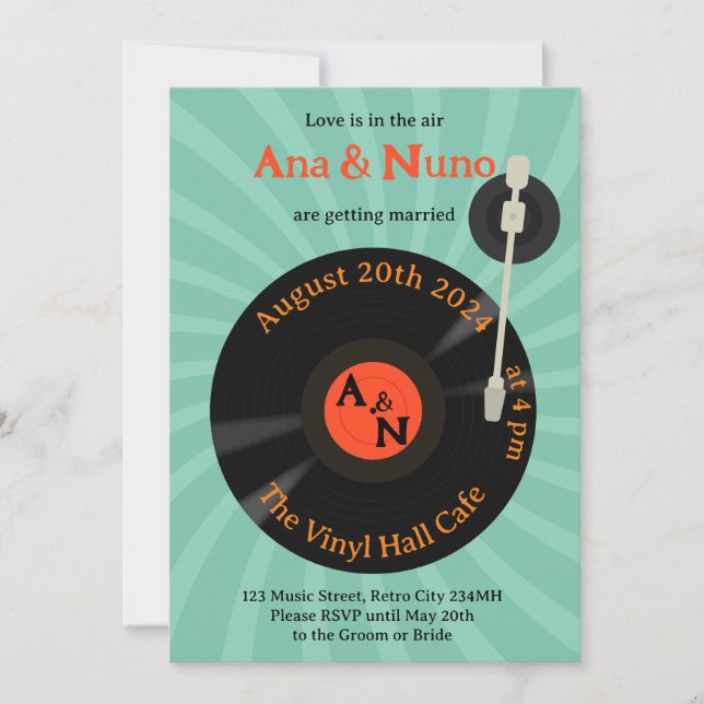 Retro Vinyl Wedding Invitation (Front)