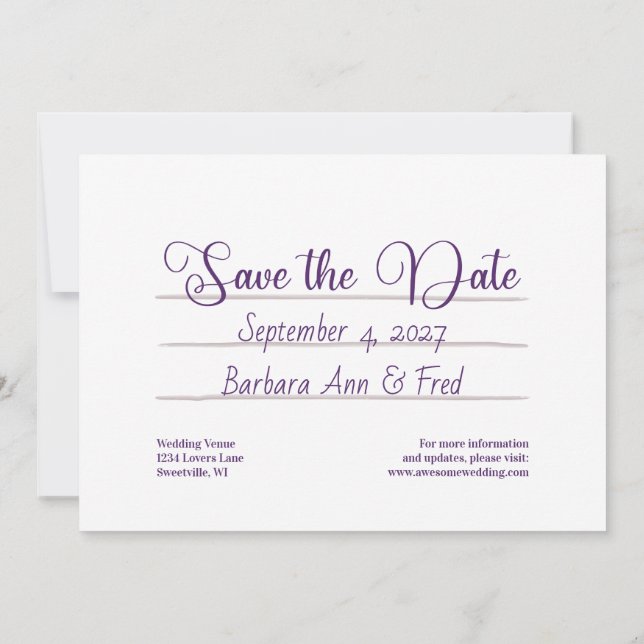 Retro Violet Vibes Cassette Tape Save the Date (Back)