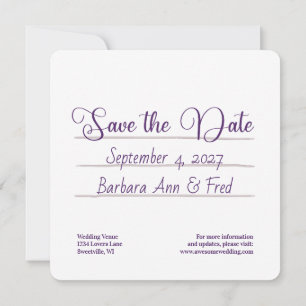 Retro Violet Vibes Cassette Tape, Square Save The Date