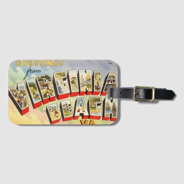 Retro Virginia Beach Greetings  Luggage Tag (Front Horizontal)