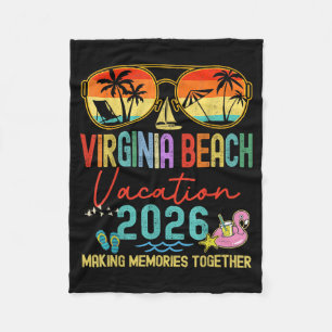 Retro Virginia Beach Vacation 2026 Memories Fleece Blanket
