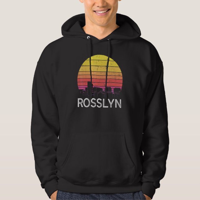 Retro Virginia Rosslyn Skyline Vintage Urban Build Hoodie (Front)