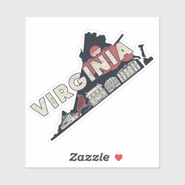 Retro Virginia State Sticker (Sheet)