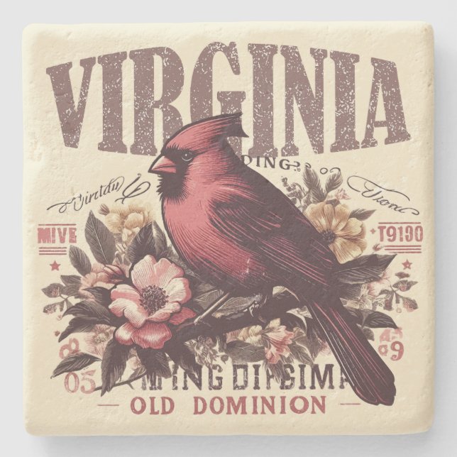 Retro Virginia Stone Coaster (Front)