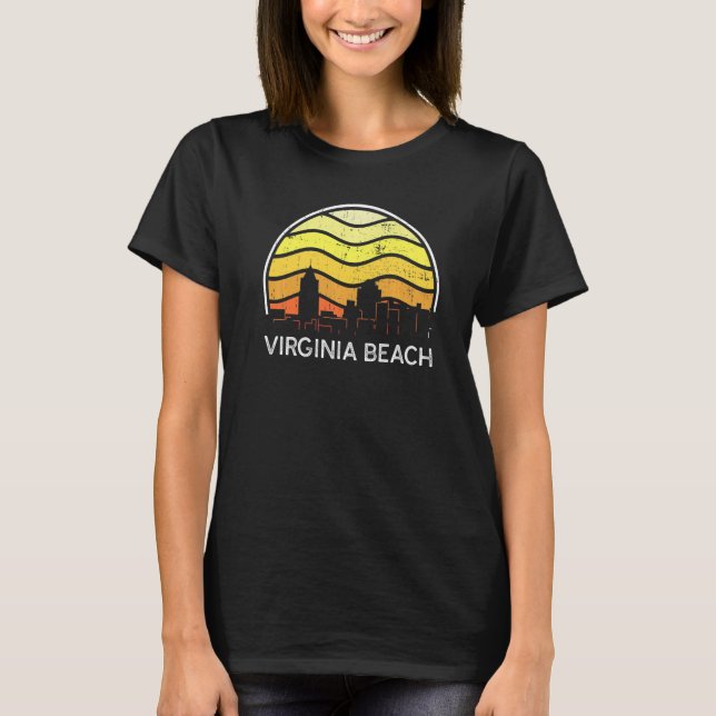 Retro Virginia Virginia Beach Visitors Skyline Vin T-Shirt (Front)