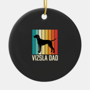 Retro Vizsla Dad Dog Silhouette Ceramic Ornament