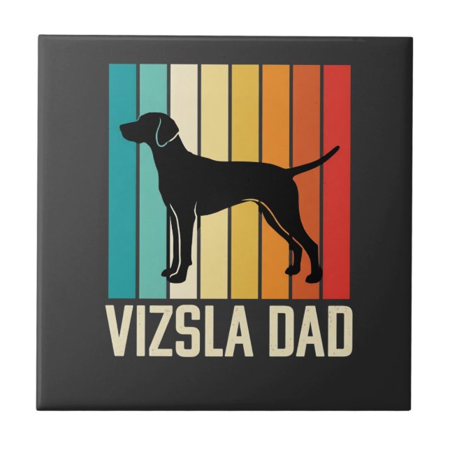 Retro Vizsla Dad Dog Silhouette Ceramic Tile (Front)