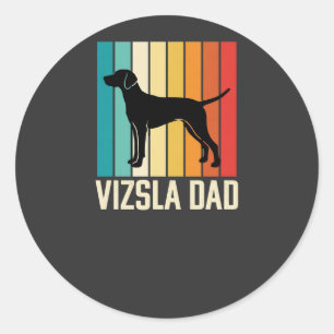 Retro Vizsla Dad Dog Silhouette Classic Round Sticker
