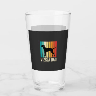 Retro Vizsla Dad Dog Silhouette Glass
