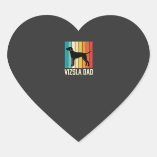 Retro Vizsla Dad Dog Silhouette Heart Sticker