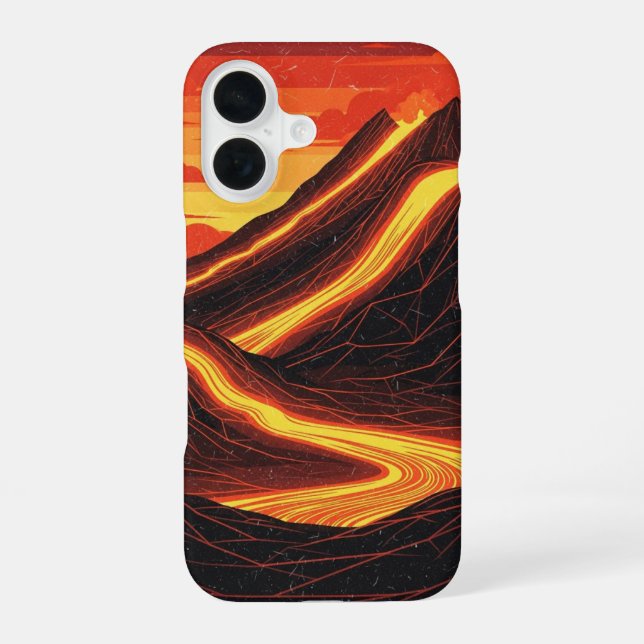 Retro Volcano Glow iPhone 16 Case (Back)