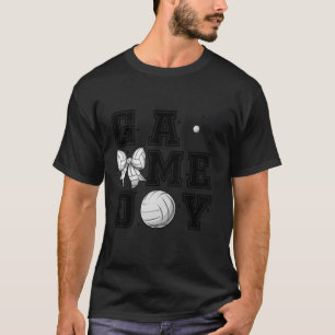 Retro Volleyball Coquette Bow Cute Gameday Cheer M T-Shirt