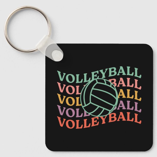 Retro Volleyball Sport Key Ring (Front)