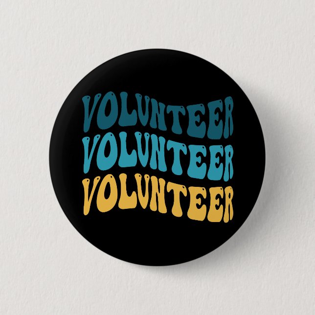 Retro Volunteer 6 Cm Round Badge (Front)