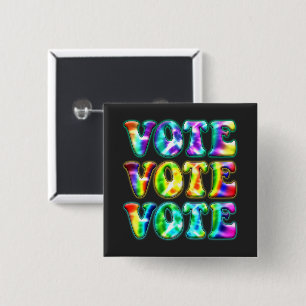Retro Vote Get Out the Vote with Vintage Tie Dye 15 Cm Square Badge