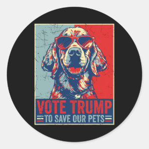 Retro Vote Trump To Save Our Pets Trump Usa Presid Classic Round Sticker